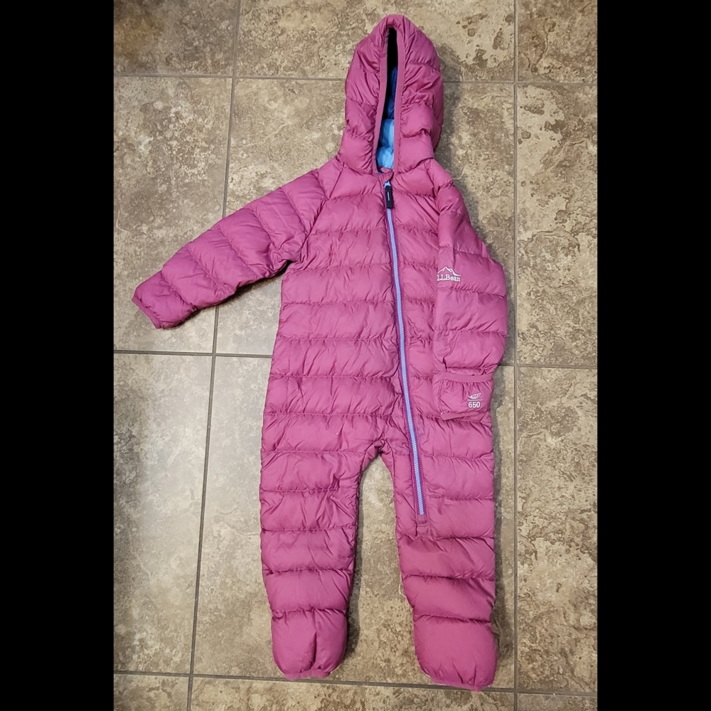 L.L. Bean pink down snowsuit. Size 12-18mo
